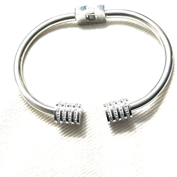 Stainless Steel Barrel Bangle with CZs - Picture 6 of 6